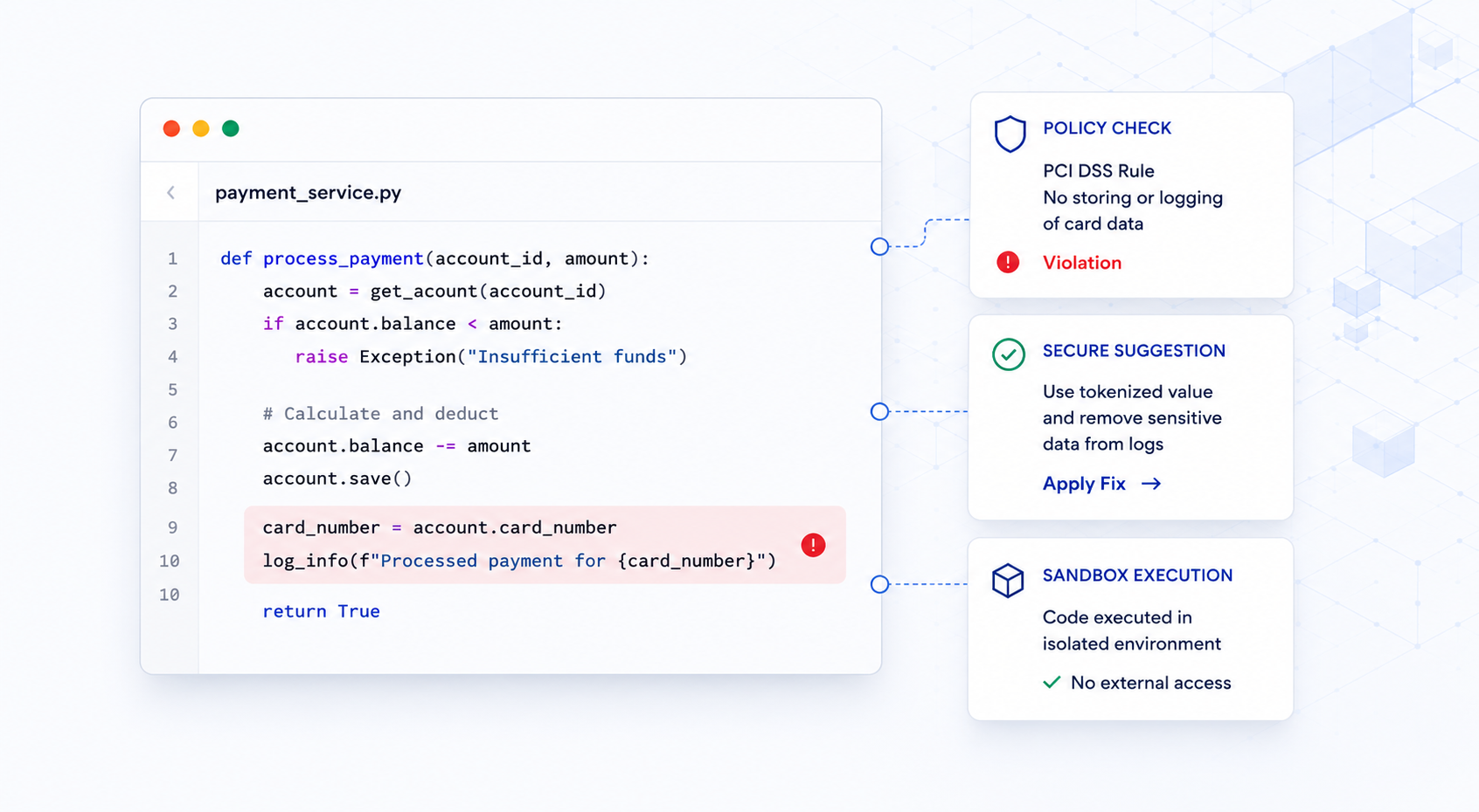Kalki Secure Coding policy check reviewing payment service code